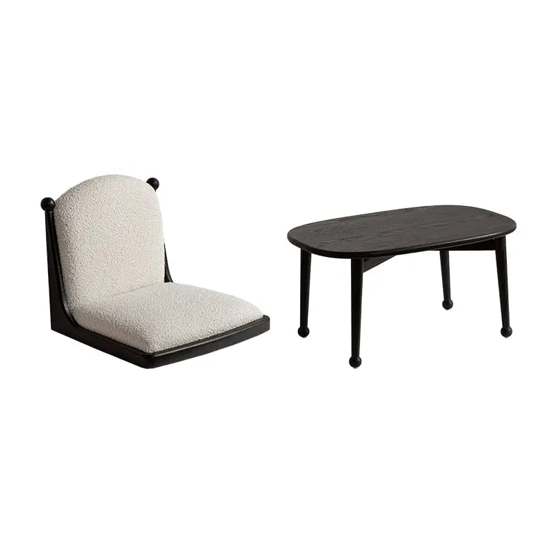 Cozy Bay Window Nook Set with Cushioned Floor Chair and Wooden Tea Table