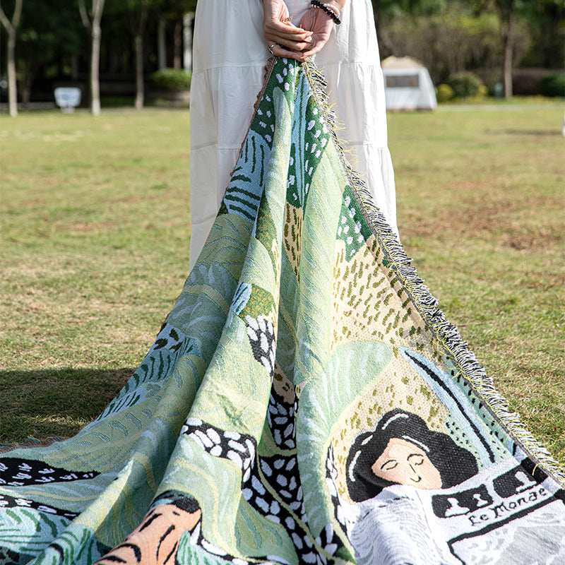 Modern Jungle Tiger Throw Blanket with Tassels