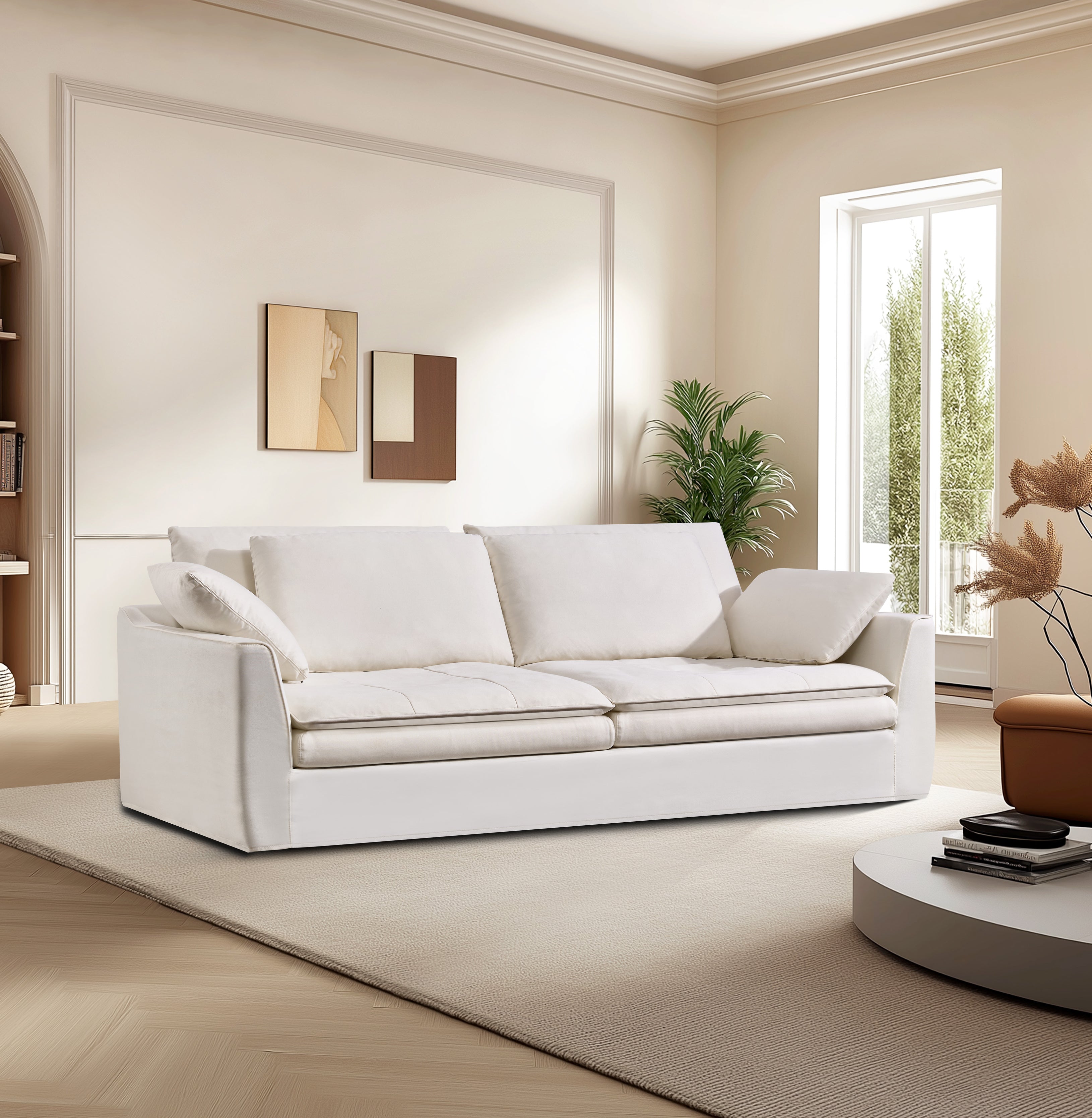 Cloud Sofa - Plush High-Rebound Linen Couch with Silk Floss Cushions