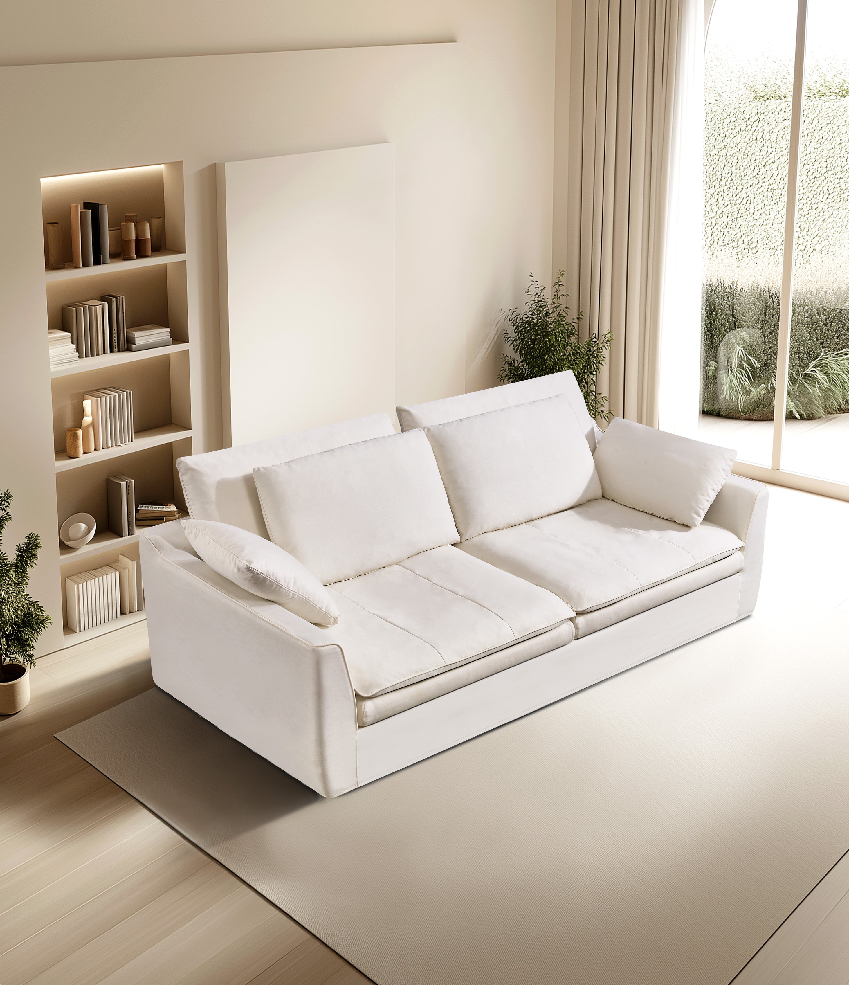 Cloud Sofa - Plush High-Rebound Linen Couch with Silk Floss Cushions