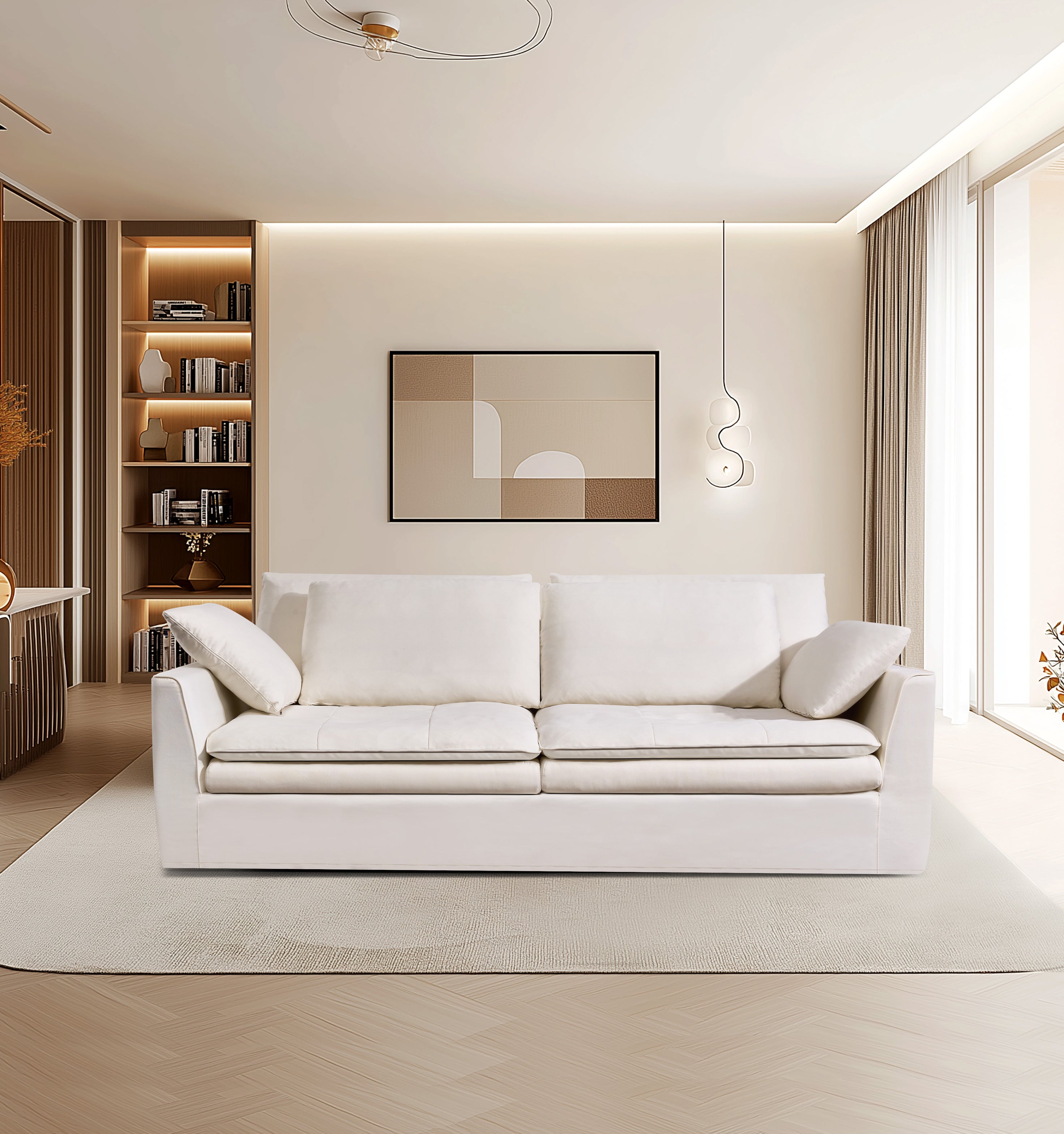 Cloud Sofa - Plush High-Rebound Linen Couch with Silk Floss Cushions