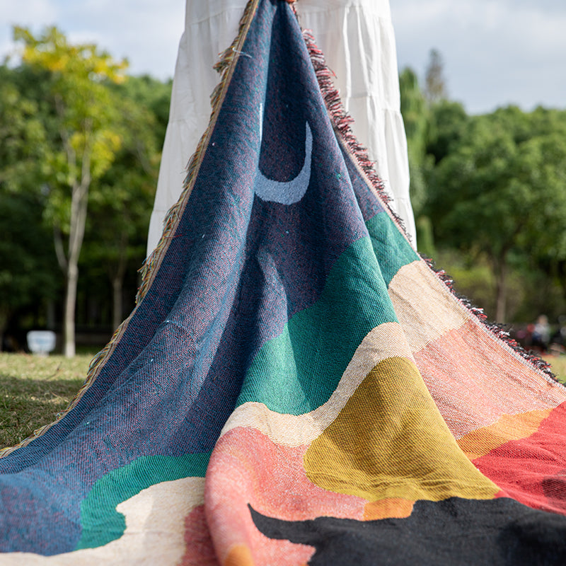 Modern Throw Blanket - Stylish Printed Woven Sofa Blanket