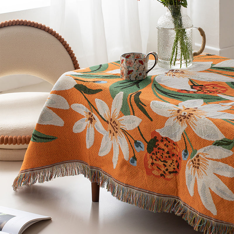 Modern Floral Woven Throw Blanket