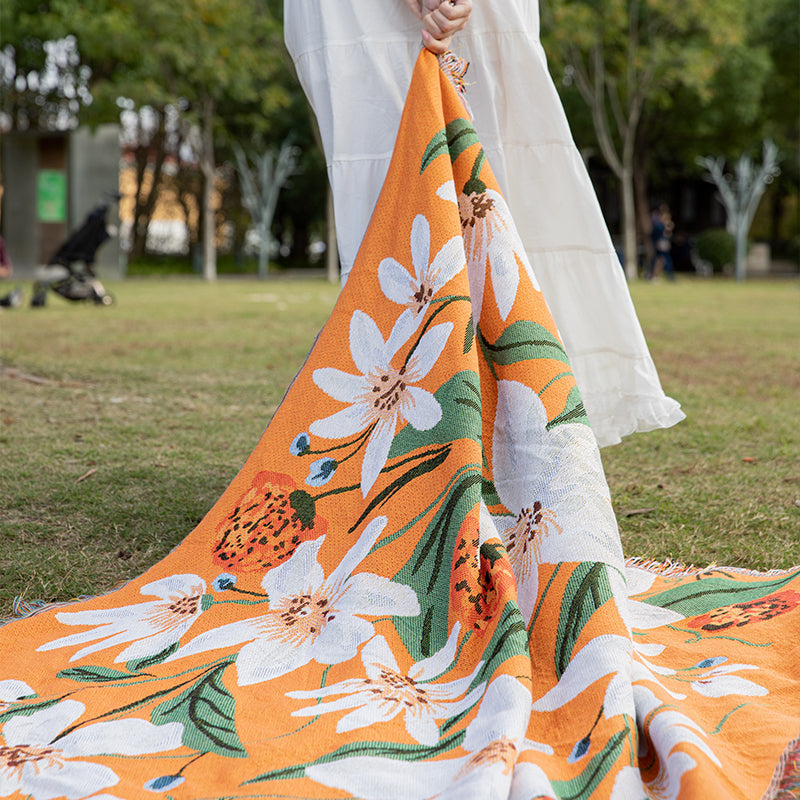 Modern Floral Woven Throw Blanket