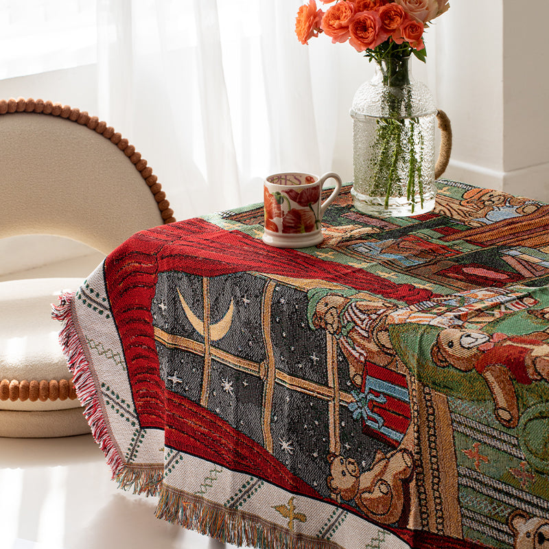 Teddy Bear Throw Blanket - Rustic Woven Sofa Blanket